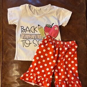 Back to School T-Shirt and Polka Dot Shorts Set 3T